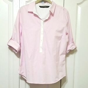 Zara Basic Henley Roll-Tab Shirt